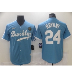 Men Los Angeles Dodgers 24 Kobe Bryant Light Blue Throwback With KB Patch Cool Base Stitched Baseball Jersey