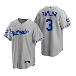 Men Los Angeles Dodgers 3 Chris Taylor Gray 2020 World Series Champions Road Replica Jersey