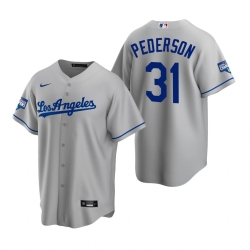 Men Los Angeles Dodgers 31 Joc Pederson Gray 2020 World Series Champions Road Replica Jersey