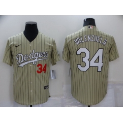 Men Los Angeles Dodgers 34 Toro Valenzuela Cream Cool Base Stitched jersey