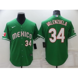 Men Los Angeles Dodgers 34 Toro Valenzuela Green Mexico Stitched Baseball jersey