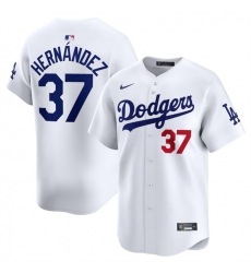 Men Los Angeles Dodgers 37 Teoscar Hernandez White 2024 Home Limited Stitched Baseball Jersey