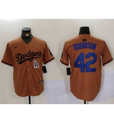 Men Los Angeles Dodgers 42  Jackie Robinson Brown Cool Base Stitched Baseball Jersey 2