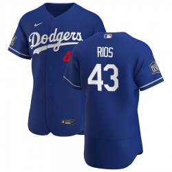 Men Los Angeles Dodgers 43 Edwin Rios Men Nike Royal Alternate 2020 World Series Bound Flex Base Player MLB Jersey