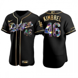 Men Los Angeles Dodgers 46 Craig Kimbrel Black Gold Flex Base Stitched jersey