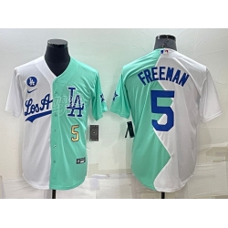 Men Los Angeles Dodgers 5 Freddie Freeman 2022 All Star White Green Cool Base Stitched Baseball Jerseys