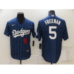 Men Los Angeles Dodgers 5 Freddie Freeman Navy Cool Base Stitched jersey