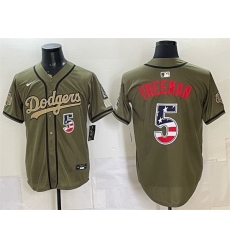 Men Los Angeles Dodgers  5 Freddie Freeman Olive 2026 Armed Forces Day 250 Fourth of July Stitched Baseball Jersey