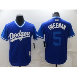 Men Los Angeles Dodgers 5 Freddie Freeman Royal Stitched  MLB Jersey