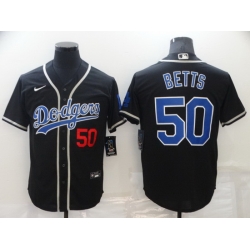 Men Los Angeles Dodgers 50 Mookie Betts Black Cool Base Stitched Baseball jersey