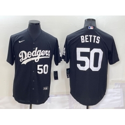 Men Los Angeles Dodgers 50 Mookie Betts Black Cool Base Stitched Jersey