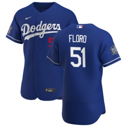 Men Los Angeles Dodgers 51 Dylan Floro Men Nike Royal Alternate 2020 World Series Bound Flex Base Player MLB Jersey