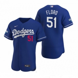 Men Los Angeles Dodgers 51 Dylan Floro Royal 2020 World Series Champions Flex Base Jersey