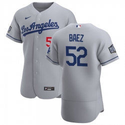 Men Los Angeles Dodgers 52 Pedro Baez Men Nike Gray Road 2020 World Series Bound Flex Base Team MLB Jersey