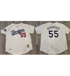 Men Los Angeles Dodgers 55 Orel Hershiser White 1988 World Series Cool Base Stitched Baseball Jersey