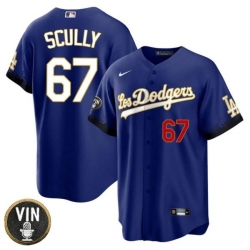 Men Los Angeles Dodgers 67 Vin Scully 2022 Navy Vin Scully Patch Cool Base Stitched Baseball Jersey