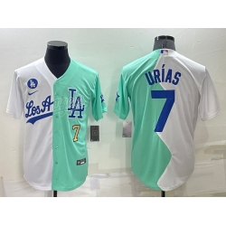 Men Los Angeles Dodgers 7 Julio Ur EDas 2022 All Star White Green Cool Base Stitched Jersey