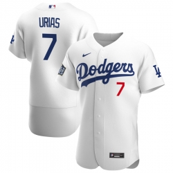 Men Los Angeles Dodgers 7 Julio Urias Men Nike White Home 2020 World Series Bound Flex Base Player MLB Jersey