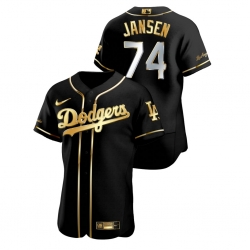 Men Los Angeles Dodgers 74 Kenley Jansen Black Gold 2020 Nike Flexbase Jersey