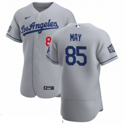 Men Los Angeles Dodgers 85 Dustin May Men Nike Gray Road 2020 World Series Bound Flex Base Team MLB Jersey