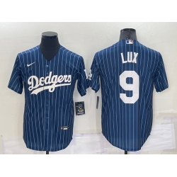 Men Los Angeles Dodgers 9 Gavin Lux Navy Cool Base Stitched Jersey