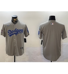 Men Los Angeles Dodgers Blank Grey 2024 World Series Champions With Fernando Memorial Patch Limited Stitched Baseball Jersey