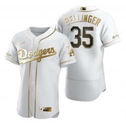 Men Los Angeles Dodgers Cody Bellinger 35 2020 World Series Champions Golden Limited Authentic Jersey White