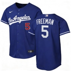 Men Los Angeles Dodgers Freddie Freeman #5 Blue Flex Base 2024 Home Stitched Staddium Jersey