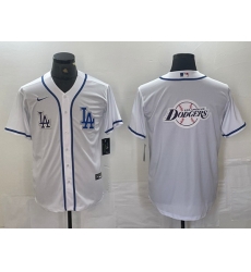 Men Los Angeles Dodgers Gig logo White Cool Base Stitched Baseball Jersey 1