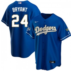 Men Los Angeles Dodgers Kobe Bryant Championship Gold Trim Blue Limited All Stitched Cool Base Jersey