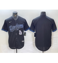 Men Los Angeles Dodgers Team Big Logo Black Cool Base Stitched Baseball Jersey 6