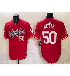 Men Los Angeles Dodgers x One Piece  50 Mookie Betts Red Vapor Premier Limited Stitched Baseball Jersey