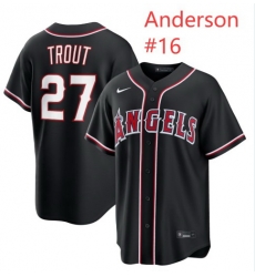 Men Los Angeles Garret Angels Anderson #16 Black Out Fashion Stitched Jersey