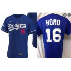 Men Los Angeles Nomo #16 Blue Flex base Jersey