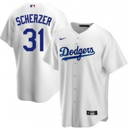 Men Men Los Angeles Dodgers 31 Max Scherzer White Home Cool Base Jersey