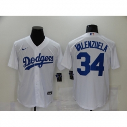 Men Nike Los Angeles Dodgers 34 Fernando Valenzuela White Jersey