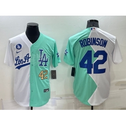 Men Nike Los Angeles Dodgers 42 Jackie Robinson 2022 All Star White Green Cool Base Stitched Baseball Jerseys