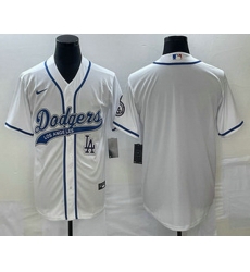 Men's Los Angeles Dodgers White Blank With Patch Cool Base Stitched Baseball Jersey