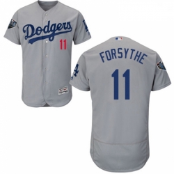 Mens Majestic Los Angeles Dodgers 11 Logan Forsythe Gray Alternate Flex Base Collection 2018 World Series Jersey 20