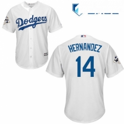 Mens Majestic Los Angeles Dodgers 14 Enrique Hernandez Replica White Home 2017 World Series Bound Cool Base MLB Jersey