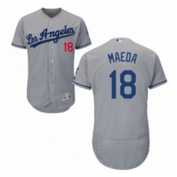 Mens Majestic Los Angeles Dodgers 18 Kenta Maeda Grey Flexbase Authentic Collection MLB Jersey