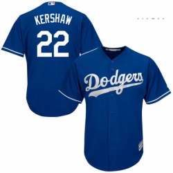 Mens Majestic Los Angeles Dodgers 22 Clayton Kershaw Authentic Royal Blue Alternate Cool Base MLB Jersey