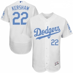 Mens Majestic Los Angeles Dodgers 22 Clayton Kershaw Authentic White 2016 Fathers Day Fashion Flex Base Jersey