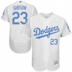 Mens Majestic Los Angeles Dodgers 23 Kirk Gibson Authentic White 2016 Fathers Day Fashion Flex Base Jersey 