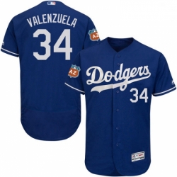 Mens Majestic Los Angeles Dodgers 34 Fernando Valenzuela Royal Blue Flexbase Authentic Collection MLB Jersey