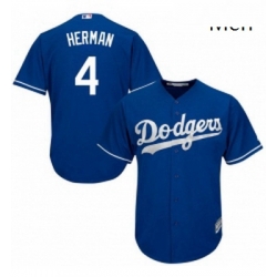 Mens Majestic Los Angeles Dodgers 4 Babe Herman Authentic Royal Blue Alternate Cool Base MLB Jersey