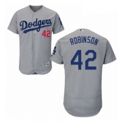 Mens Majestic Los Angeles Dodgers 42 Jackie Robinson Gray Alternate Road Flexbase Authentic Collection MLB Jersey