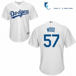 Mens Majestic Los Angeles Dodgers 57 Alex Wood Replica White Home Cool Base MLB Jersey 