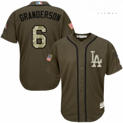 Mens Majestic Los Angeles Dodgers 6 Curtis Granderson Authentic Green Salute to Service MLB Jersey 