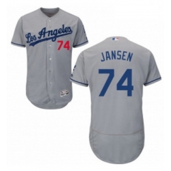 Mens Majestic Los Angeles Dodgers 74 Kenley Jansen Grey Flexbase Authentic Collection MLB Jersey